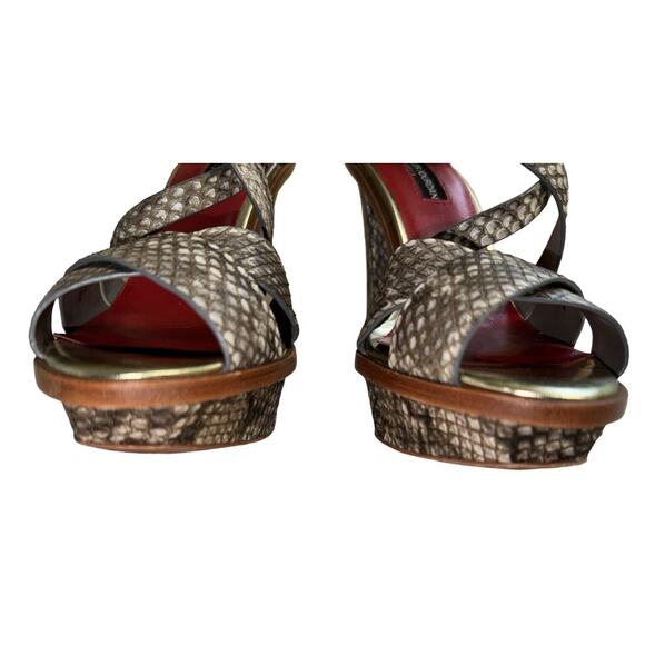Charles Jourdan Real Snake Skin Platform Sandal Sz 8, Heel 5.25” - Picture 3 of 7